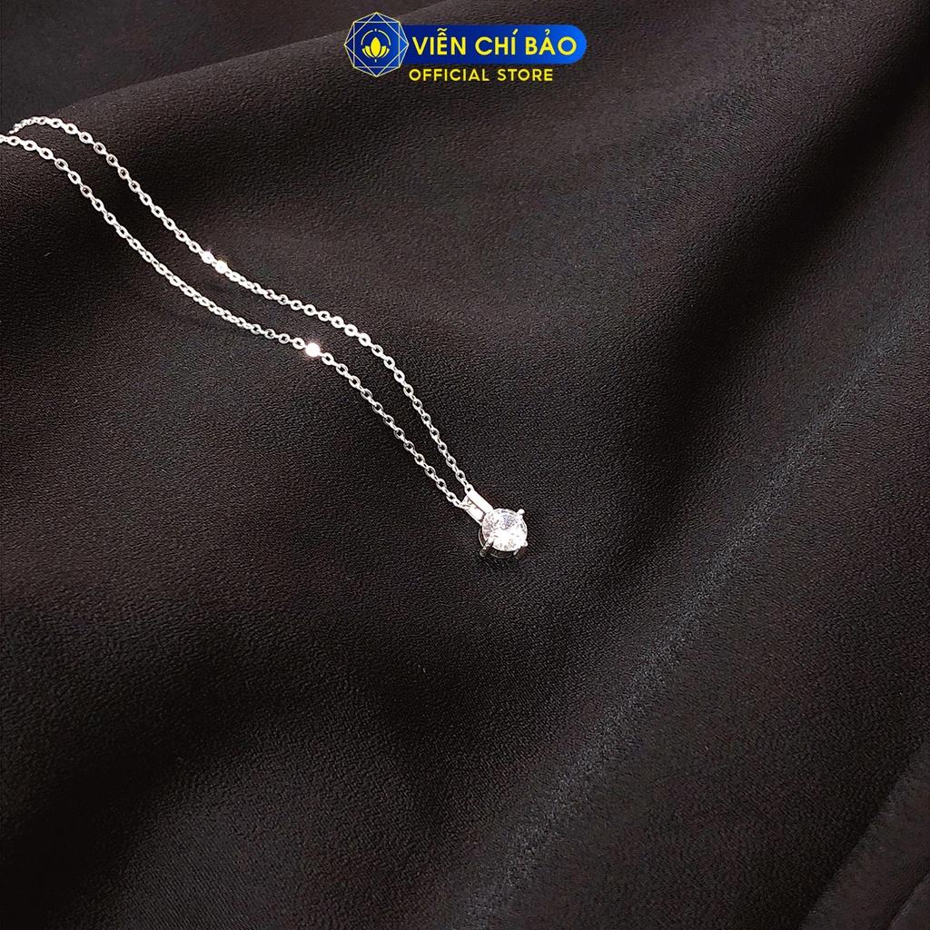 Dây chuyền bạc nữ đính đá nhỏ đơn giản, vòng cổ nữ bạc 925 thời trang phụ kiện trang sức nữ Viễn Chí Bảo D400473