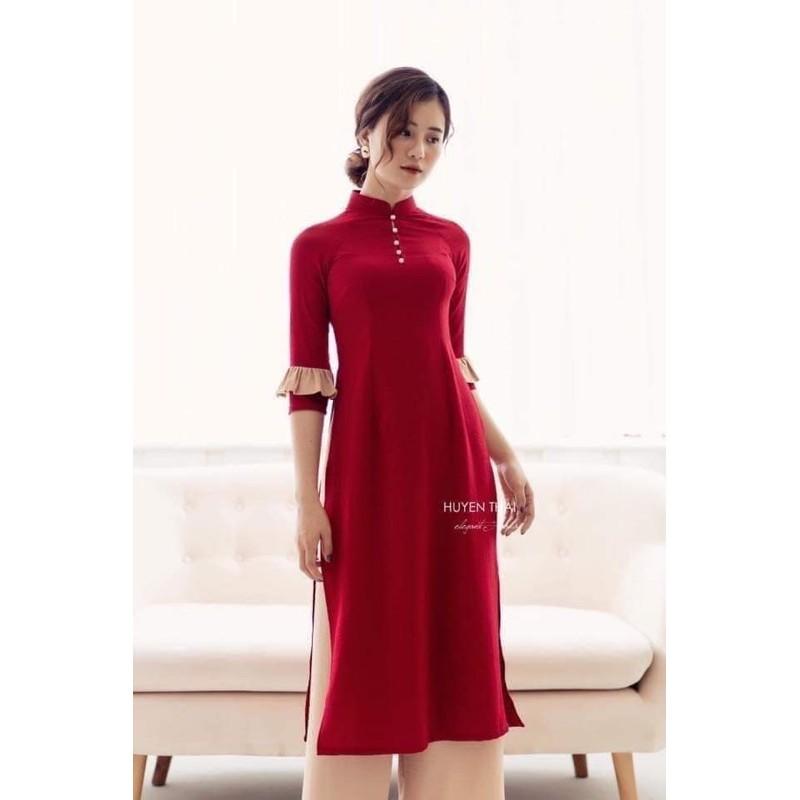 Áo dài cách tân trơn tay kiểu