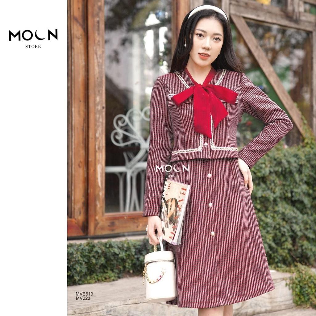 Váy Nữ Dạ Tweed dáng dài công sở đầm thu đông MV223 MOON STORE