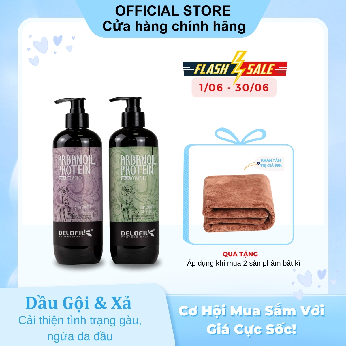 Bội đôi Dầu gội &amp; xả giúp tóc siêu mềm mượt và sạch gàu DELOFIL