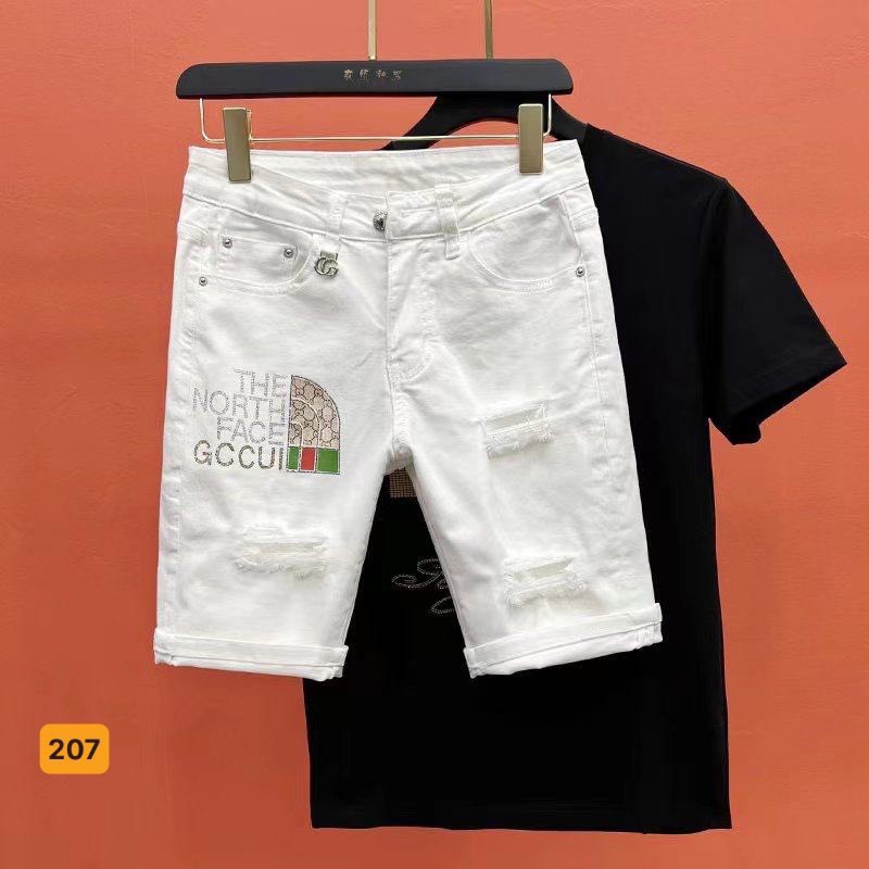 Quần short jean nam, quần đùi nam chất jean mềm mại phối họa tiết cao cấp thương hiệu Chandi mã QA1