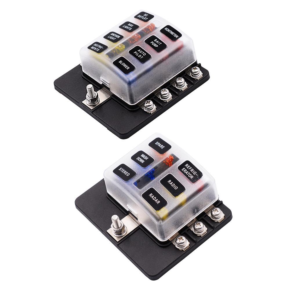 6 & 8 Way Circuit Standard ATO ATC Blade Fuse Box Block Holder Stud Terminal