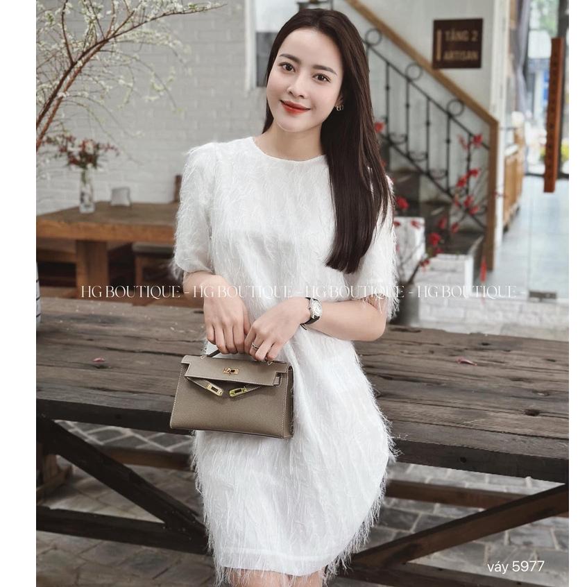 Đầm váy kiểu Lông Trắng hai Lớp cổ Tròn thiết kế nhẹ nhàng thanh lịch kdx