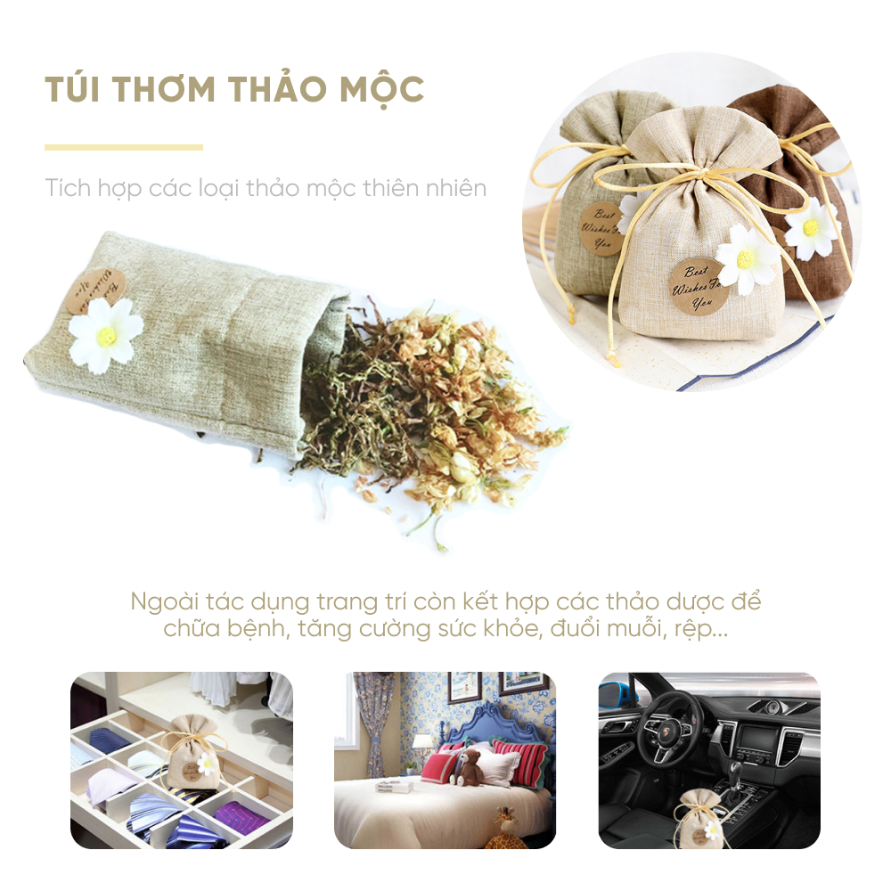 Túi thơm thảo mộc để tủ quần áo, xe hơi, trong nhà