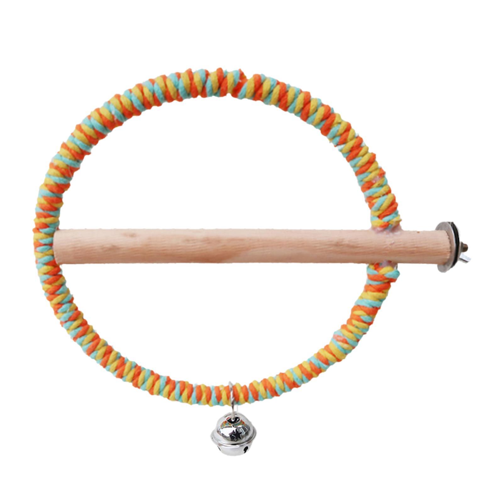 Playground Natural Wooden Bird Parrot Swing Stand Cage Training Toy