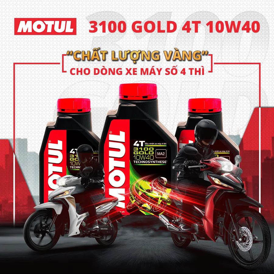 Xe Máy 3100 GOLD.MOTUL 4T 10W40. Dùng Cho Xe Số / Côn Tay Chất Lượng Pháp Ecoshine