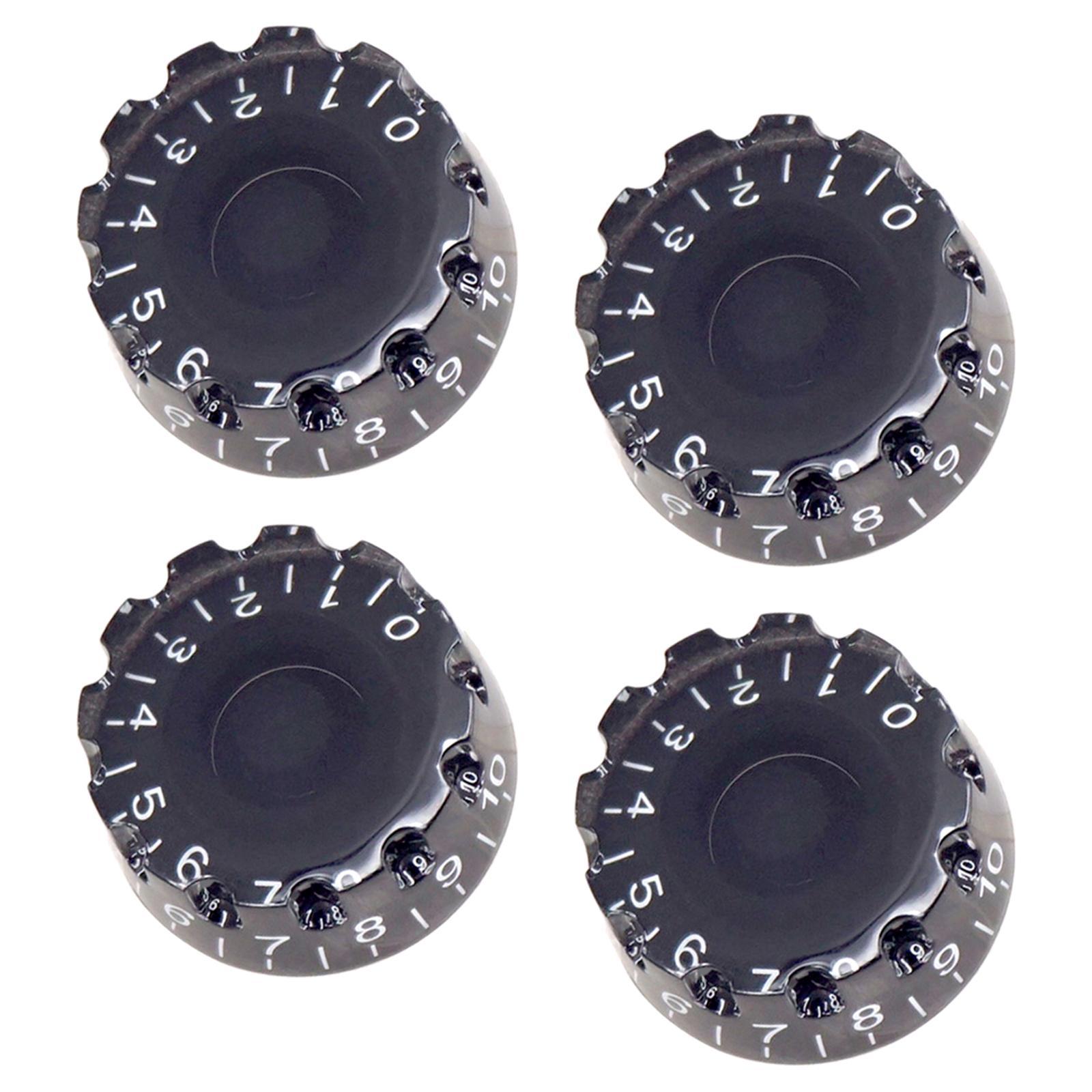 4x Guitar Knobs with Numbers Scale Bass Replacement for Electric Guitar