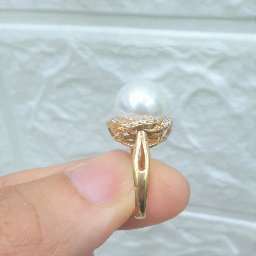 Nhẫn Đính Cầu Xoàn Dáng Tròn Cao Cấp- Nhẫn nữ dùng lâu dài tắm rửa thoải mái không phai màu