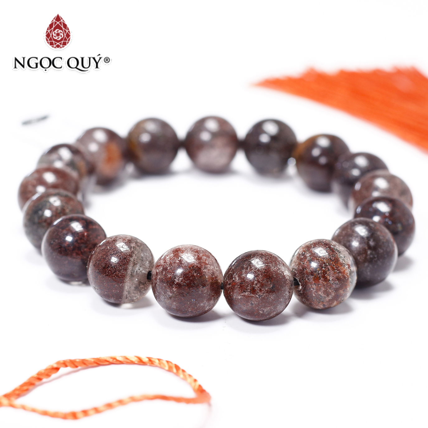 Vòng thạch anh ưu linh rêu nâu 12mm mệnh thổ, kim - Ngọc Quý Gemstones