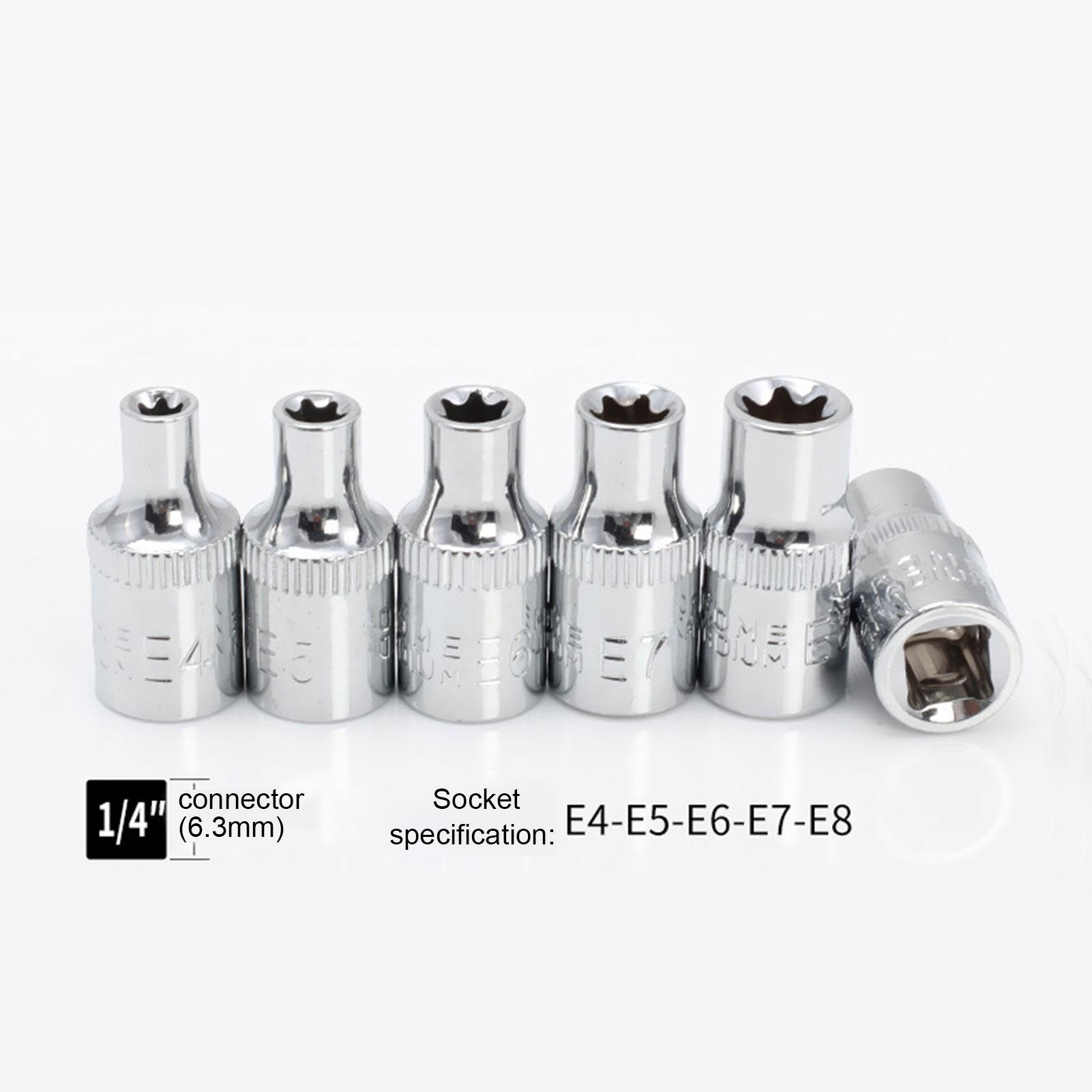 14Pcs Female Star Bit Sockets Set 1/2'' 3/8'' 1/4'' Drive Sockets E4 -E24 with Storage Box