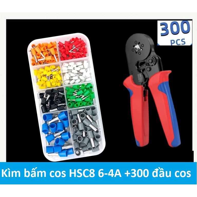 Kìm bấm cos vuông HSC8 6-4A tự điều chỉnh kèm 300 đầu cos đủ loại cos ống tròn cos pin