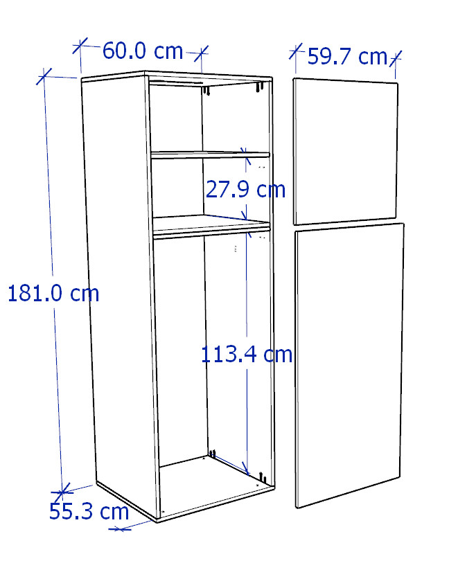 GALLOTTI, Tủ quần áo treo 3 tầng, Phong cách Bắc Âu, 60x57x181cm