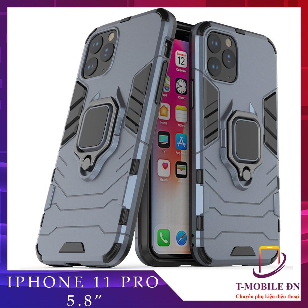 Ốp lưng cho iPhone 11 Pro iron man chống sốc kèm nhẫn xoay chống xem video bảo vệ camera
