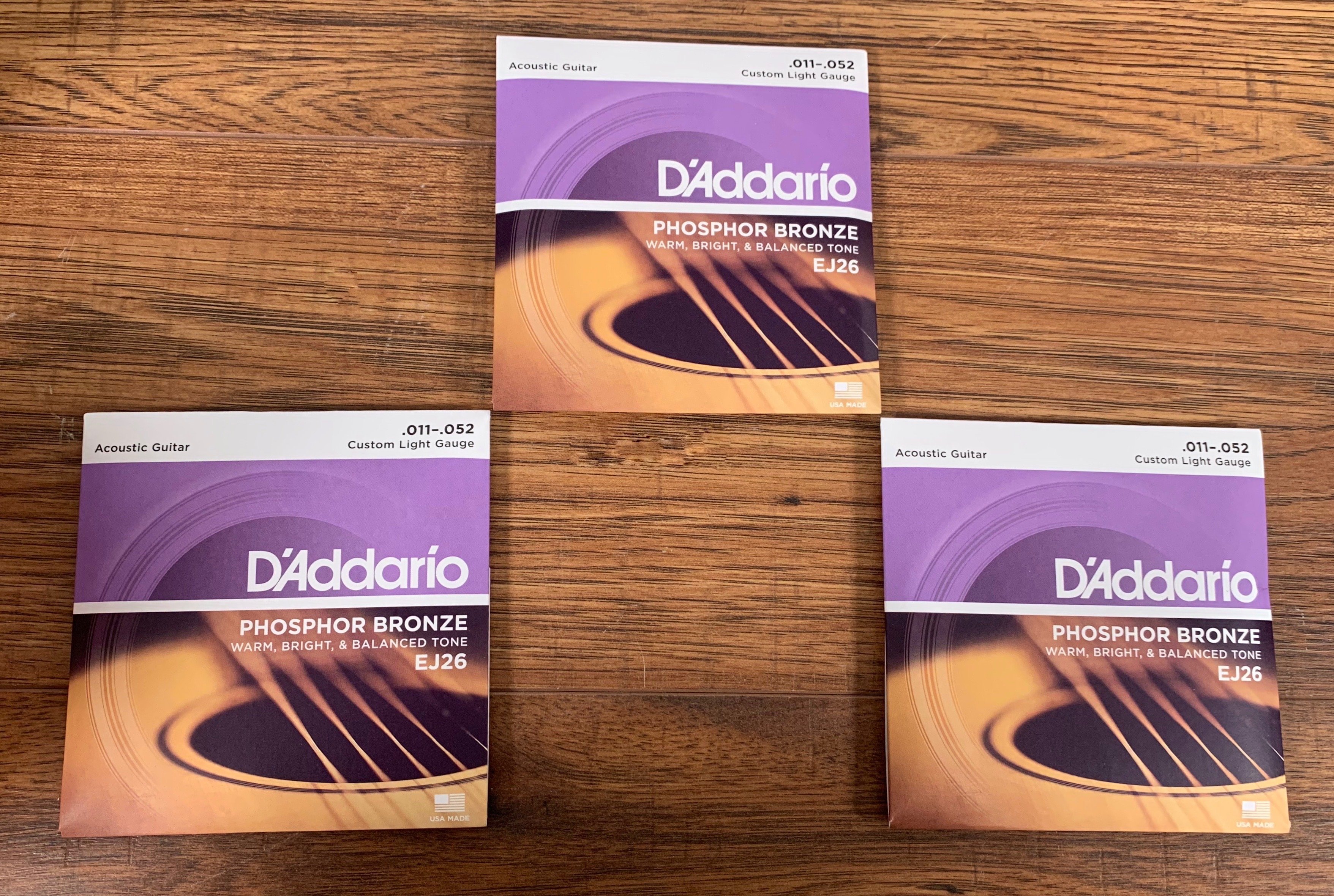 (Chính hãng USA) Dây đàn D'Addario EJ26 Phosphor Bronze Acoustic Guitar Strings, Custom Light, 11-52