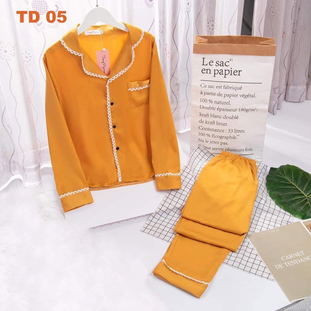 Đồ ngủ lụa ngọc trai tay dài - Bộ pajama dài tay