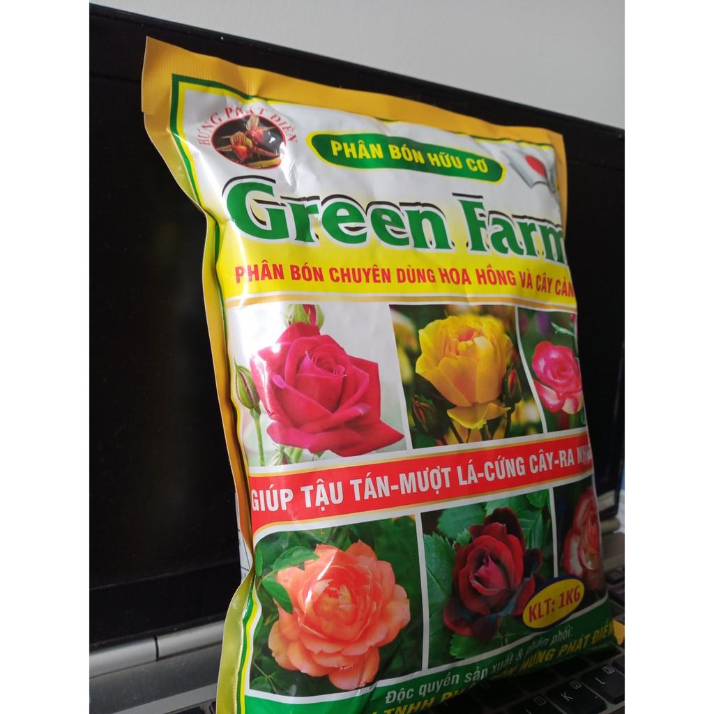 PHÂN BÓN HỮU CƠ CHO HOA HỒNG- CÂY CẢNH GREEN FARM 1KG