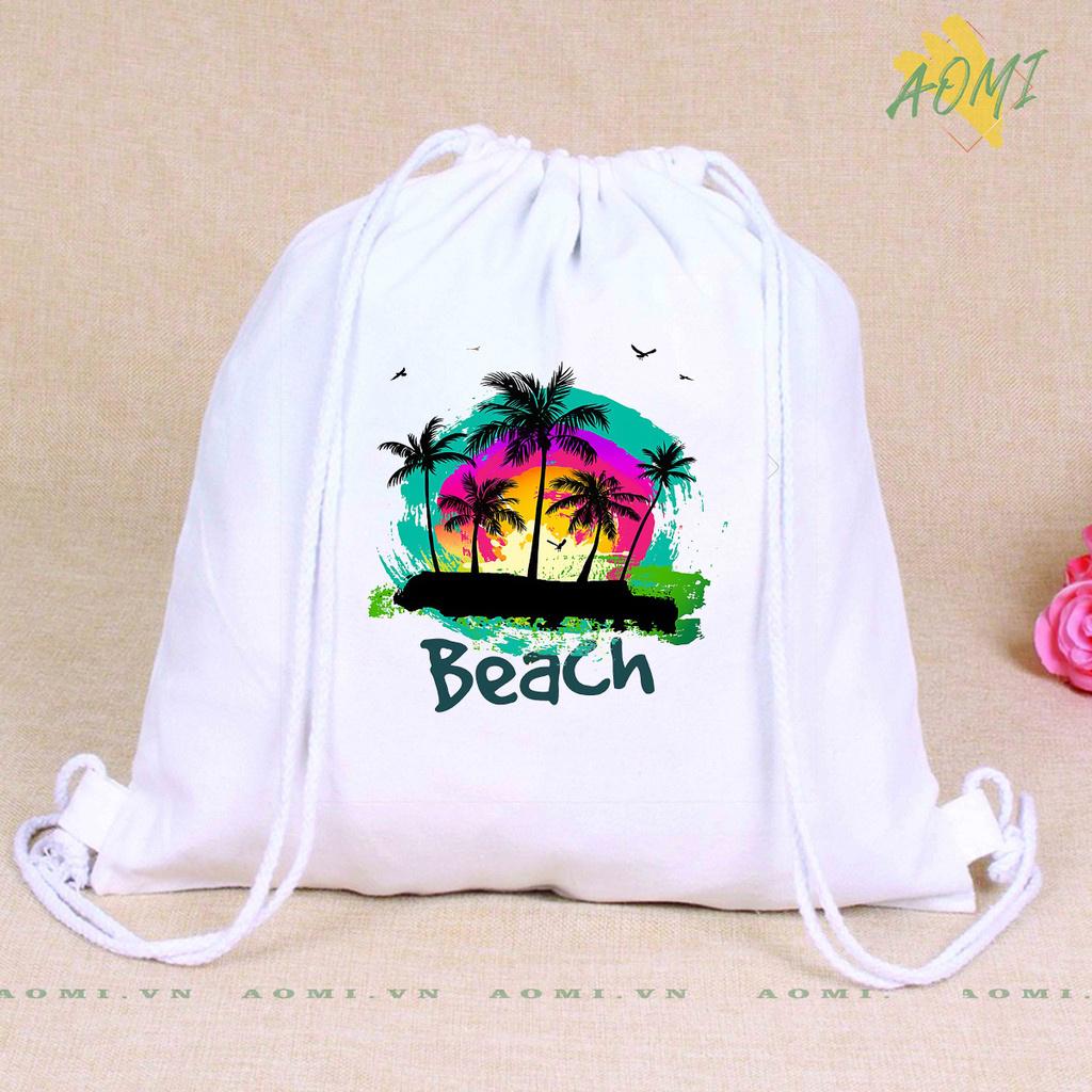 BALO MINI AOMIVN DÂY RÚT NHỎ XINH UNISEX CHẤT CANVAS THỜI TRANG BEACH B CUTE XINH ĐẸP TIỆN ÍCH DẠO PHỐ DU LỊCH