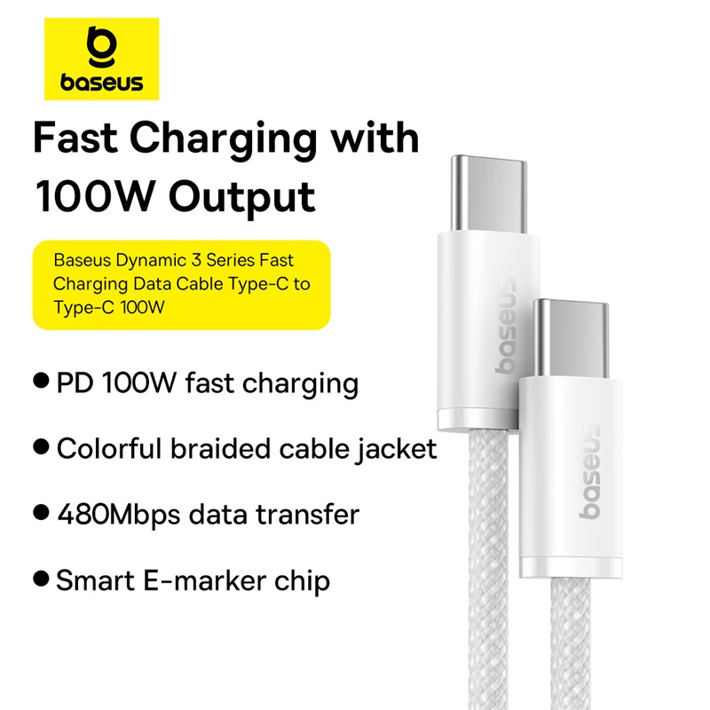 Cáp Sạc Nhanh Baseus Dynamic 3 Series Fast Charging Data Cable Type-C to Type-C 100W (Hàng chính hãng)