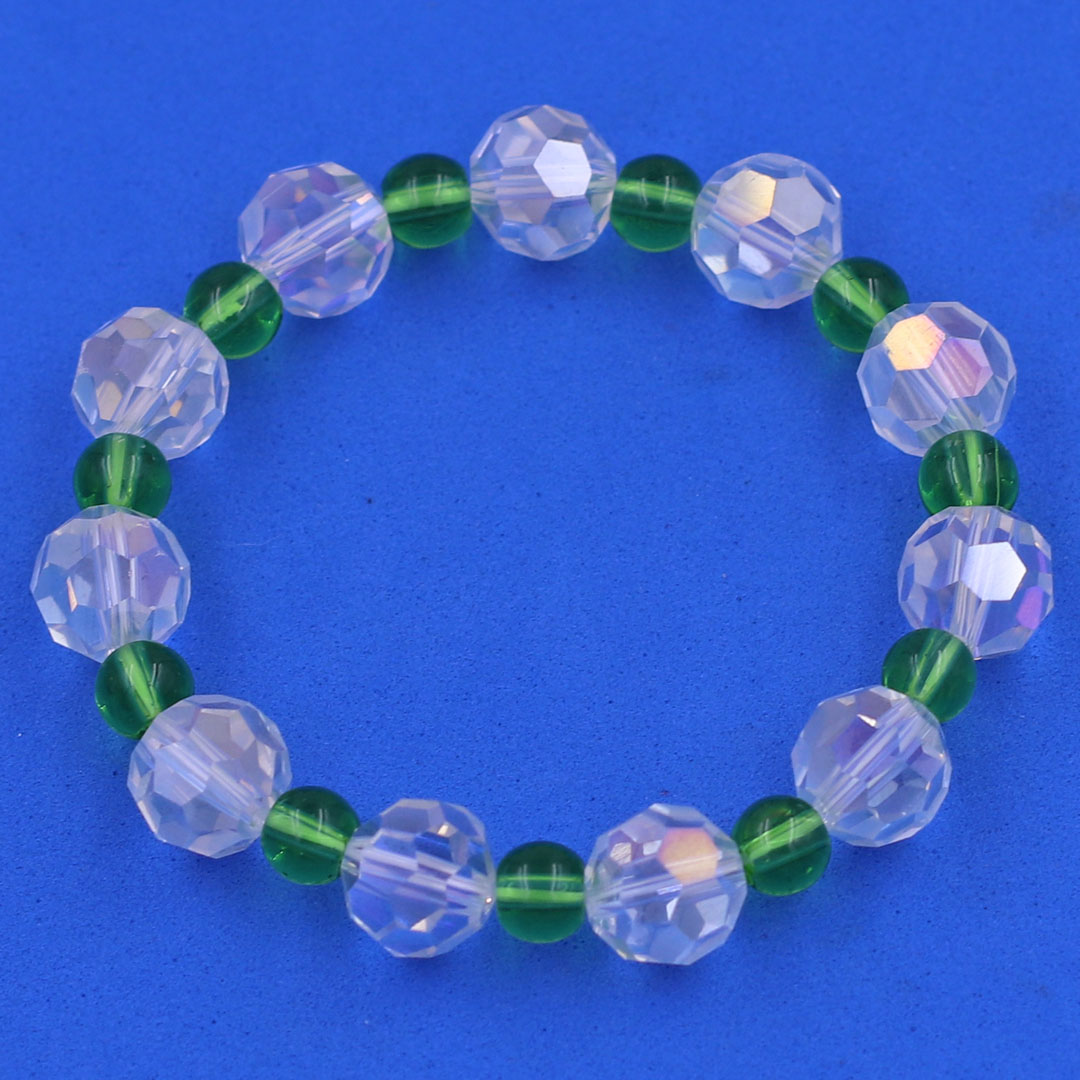 Vòng tay pha lê trắng giác 10 ly pha lê xanh lá CTFLTRGFLXL10