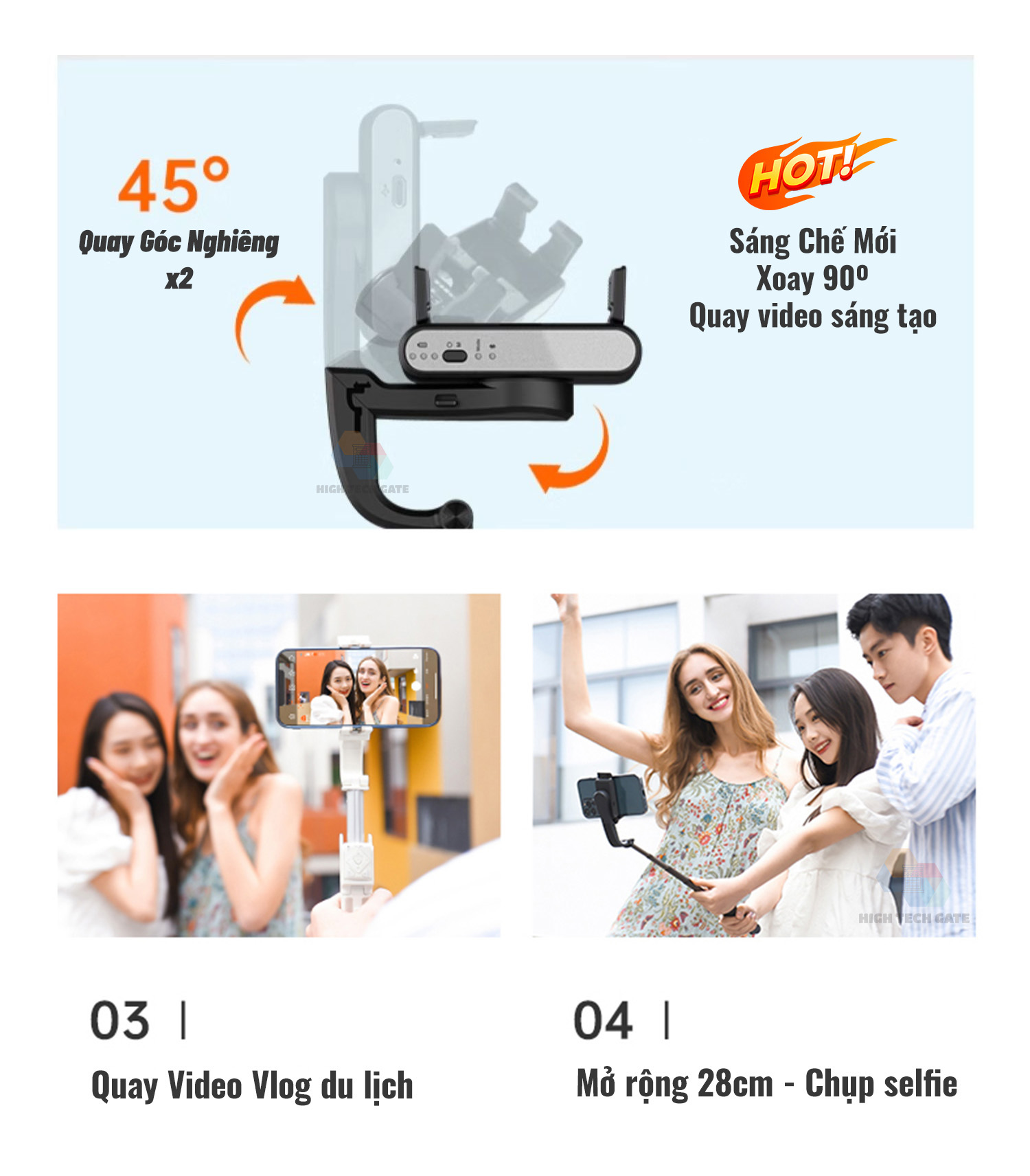 Cây quay video chống rung, chụp hình selfie 4 trong 1, tay cầm 1 trục ổn định Isteady Q có gimbal tracking AI 360, hàng chính hãng