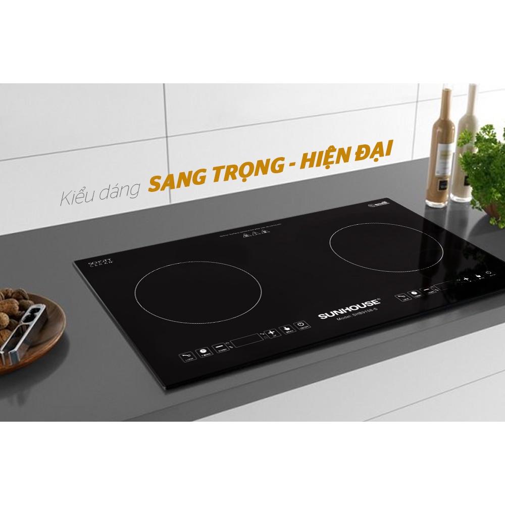 Combo Bếp từ đôi Sunhouse SHB9101 + Máy hút mùi vỏ sơn Sunhouse SHB6118I, Hàng chính hãng - Bảo hành tại nhà