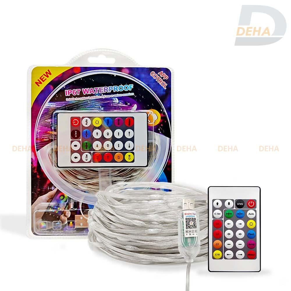 Bộ dây đèn Led đom đóm nháy đuổi nhiều màu RGB, đổi màu qua app điện thoại hoặc điều khiển từ xa, fairy light 16 triệu màu chống nước trang trí ngoài trời decor nhà hàng, quán nước cafe, bar, trà chanh, trà sữa, lễ tết, Noel