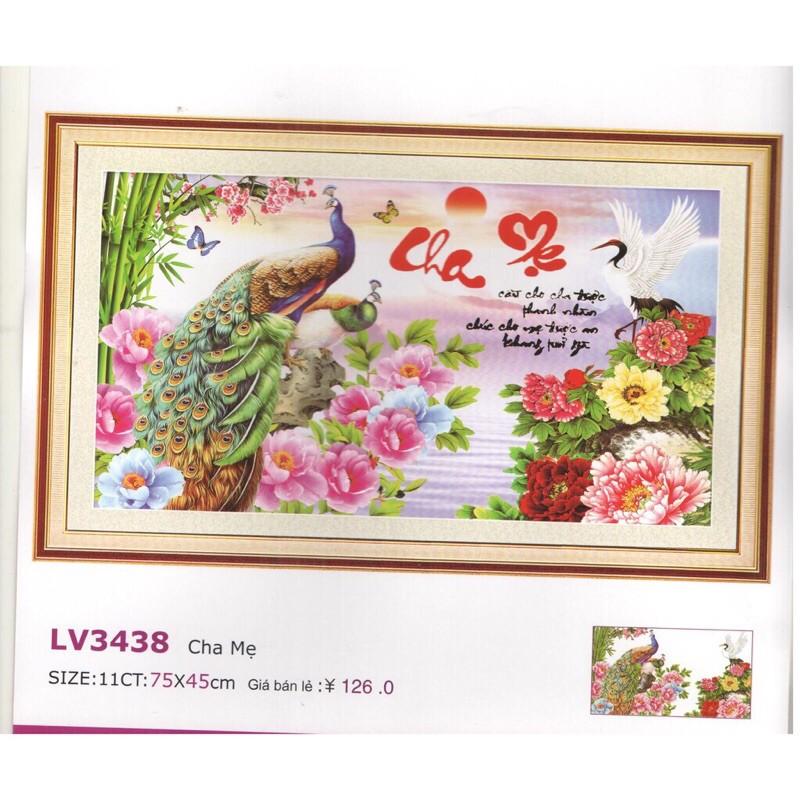 Tranh thêu chữ thập Cha Mẹ LV3438 (75x45) chưa thêu