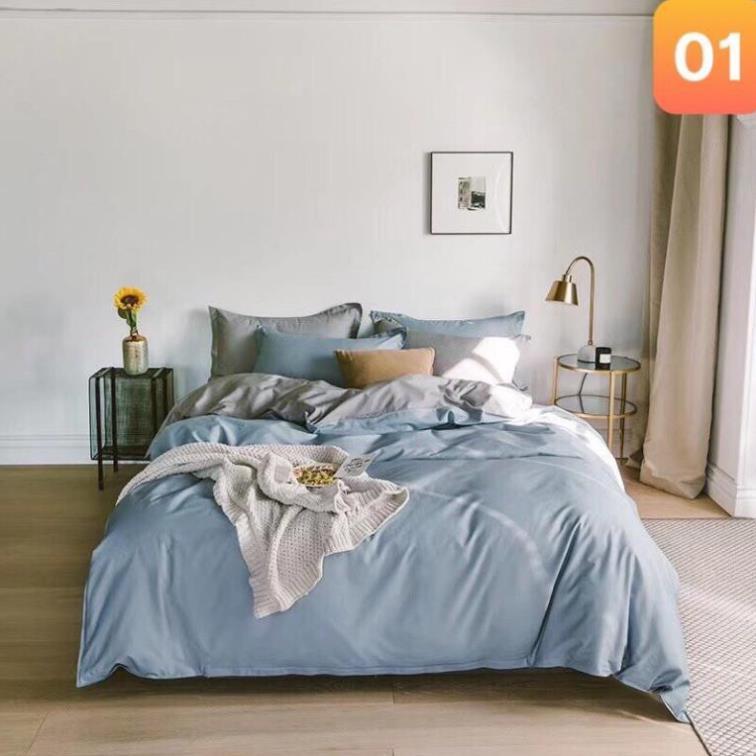 Bộ chăn ga gối Cotton Living đơn sắc 100% Nhà Nhím Chăn ga gối đủ size giường nệm