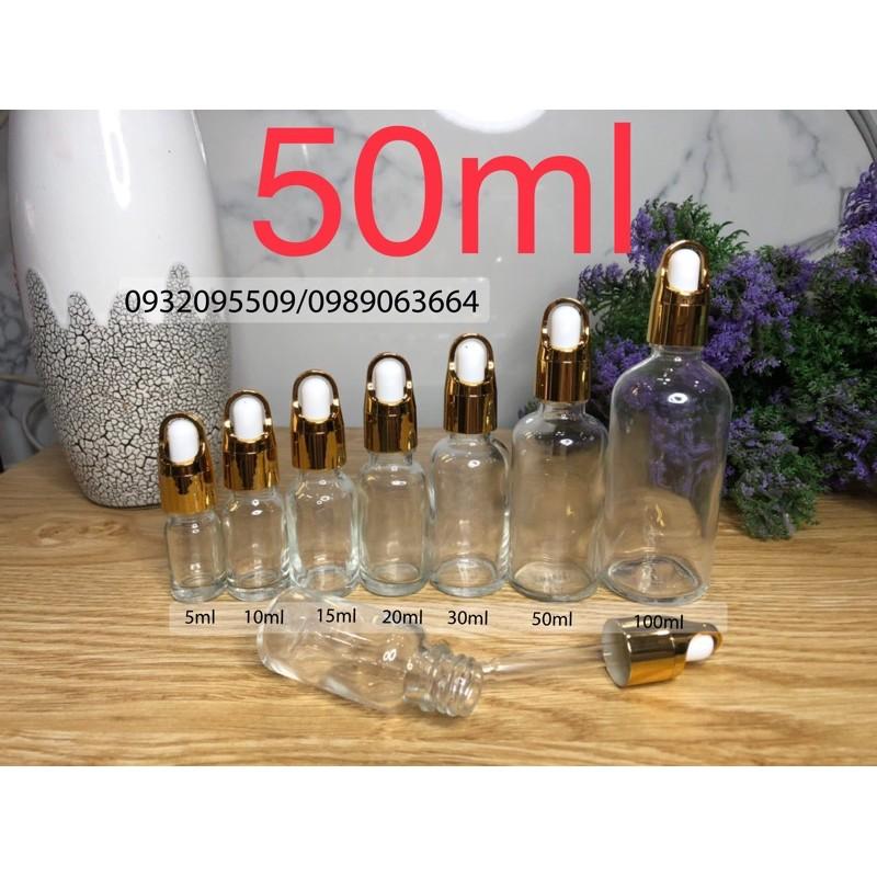 10 lọ chai 50ml màu trong đựng serum mỹ phẩm tinh dầu