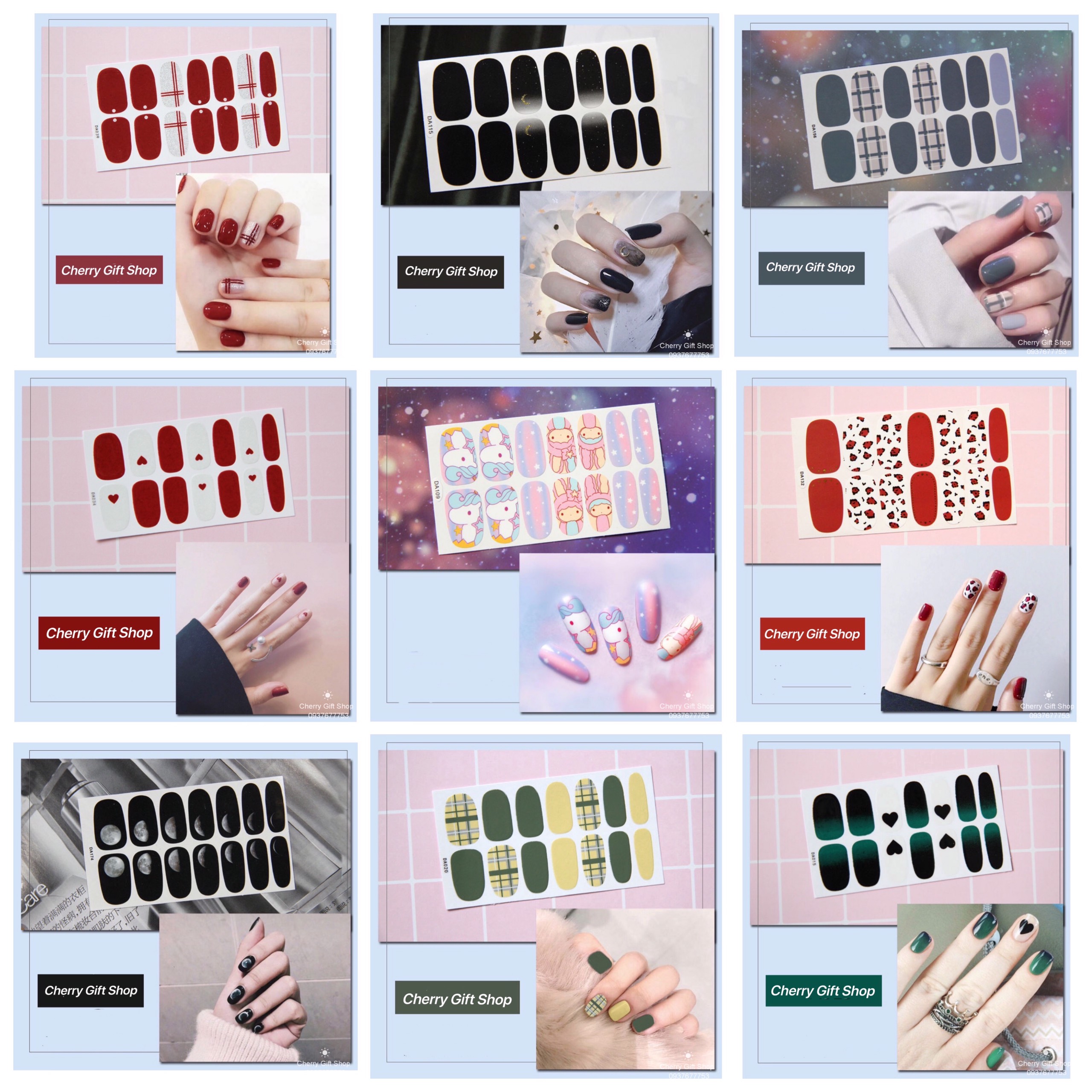 Bộ Dán Móng Tay Nail Sticker Gồm 14 Móng - Không Thấm Nước Có Độ Đàn Hồi Tốt