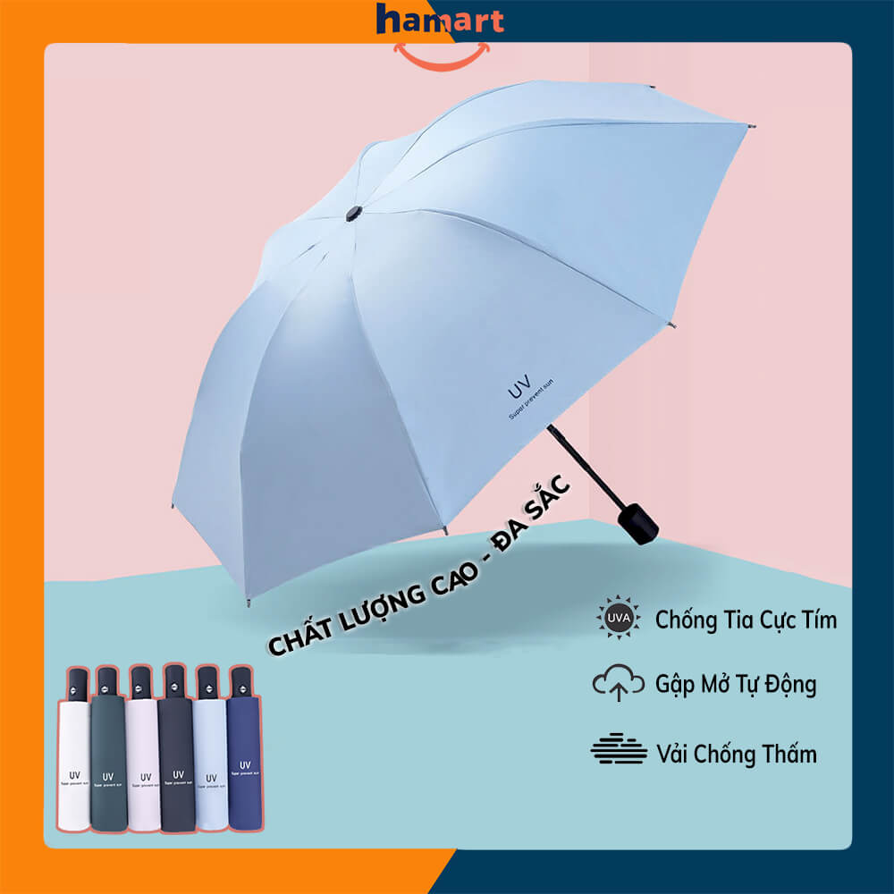 Ô Che Nắng Chống Tia UV Hamart 8 Nan Dù Tự Động Mini Che Mưa Phủ Vinyl Chống Thấm Cao Cấp