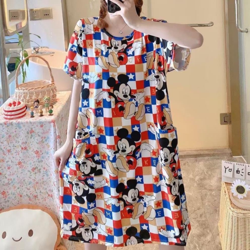 Đầm Ngủ Hoạt Hình Dáng Rộng Thoải Mái Dễ Thương BigSize mềm mại mặc ngủ mặc nhà *