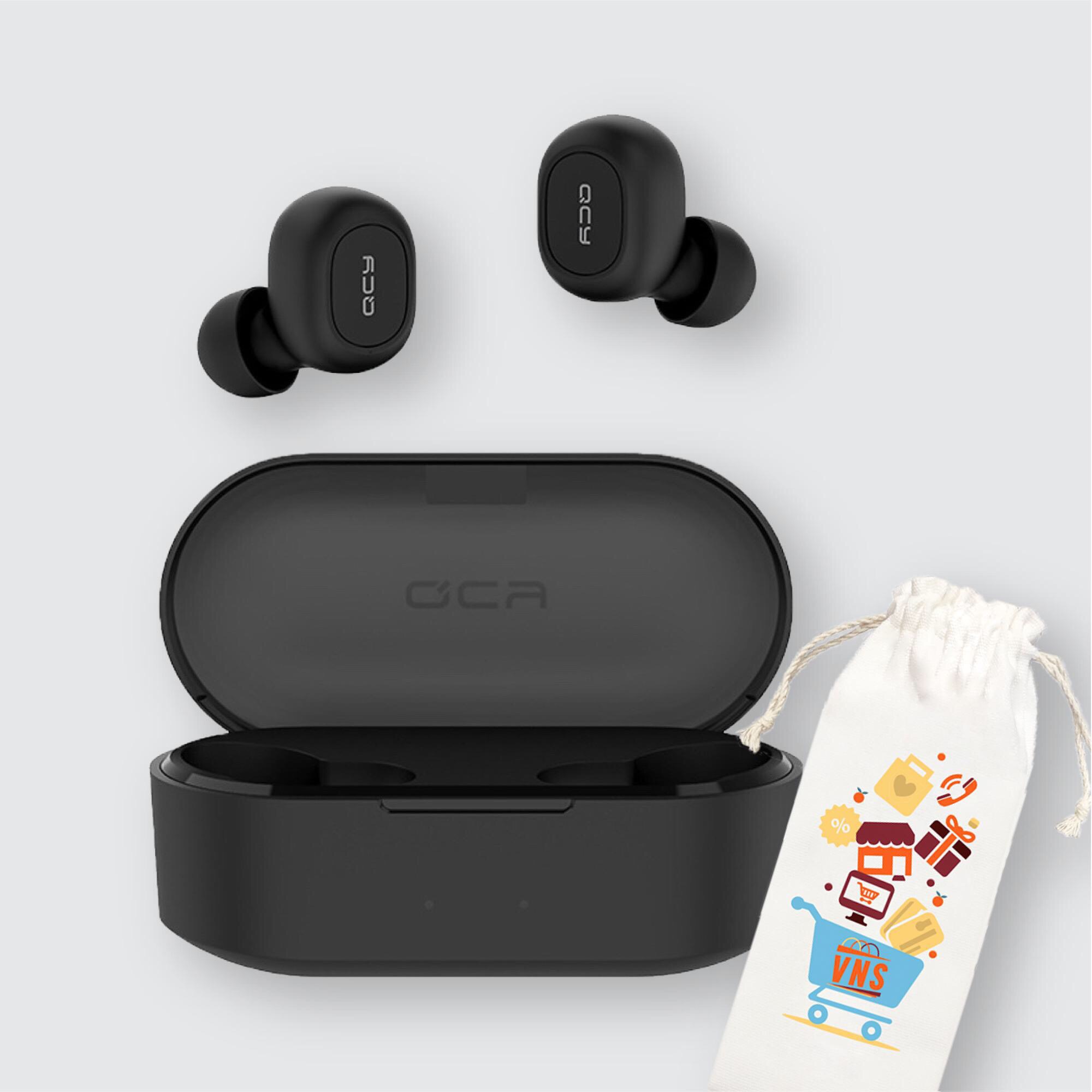 Tai Nghe Bluetooth Không Dây TWS Xiaomi QCY T2C V5.0 Màu Đen Có Dock tự sạc - Hàng chính hãng