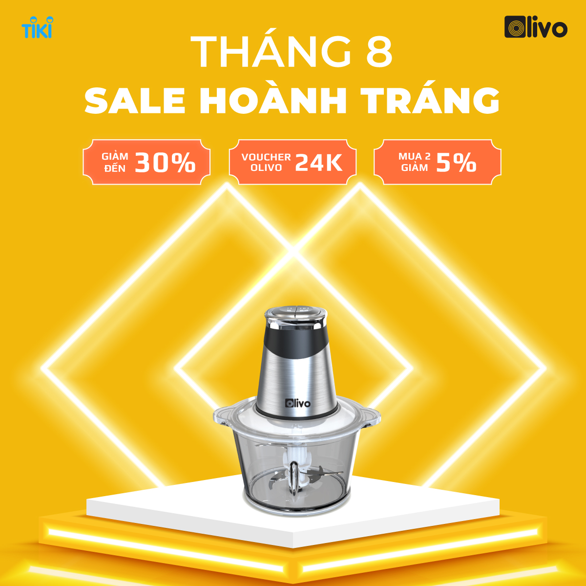 Máy Xay Thực Phẩm Đa Năng OLIVO FC21 [Hàng Chính Hãng] Dung Tích 2.1L - Công Suất 500W - Thương Hiệu Mỹ