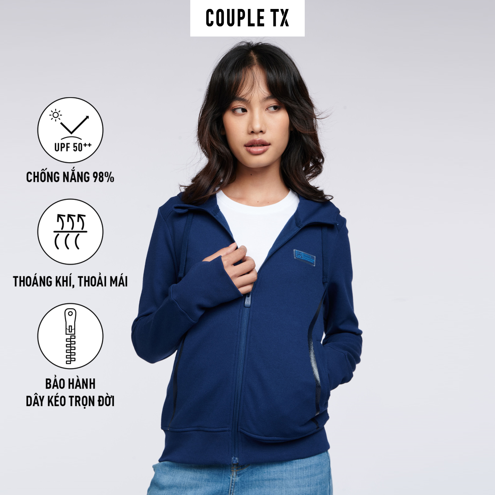 COUPLE TX - Áo Khoác Nữ UV Gân Lưới WOK 2028