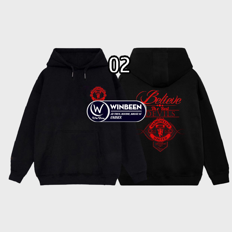 Áo nỉ hoodie nam nữ CLB Manchester United chất nỉ bông dày ấm mềm mịn dáng rộng thoải mái, BST 12 mẫu hoodie MU mới