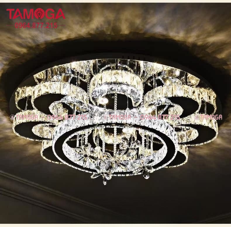 Đèn ốp trần pha lê cao cấp 8 cánh hoa TAMOGA 0912