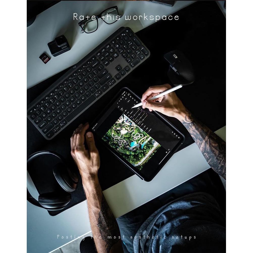 Thảm da trải bàn làm việc, lót chuột da minimalist cao cấp 2 lớp bo viền