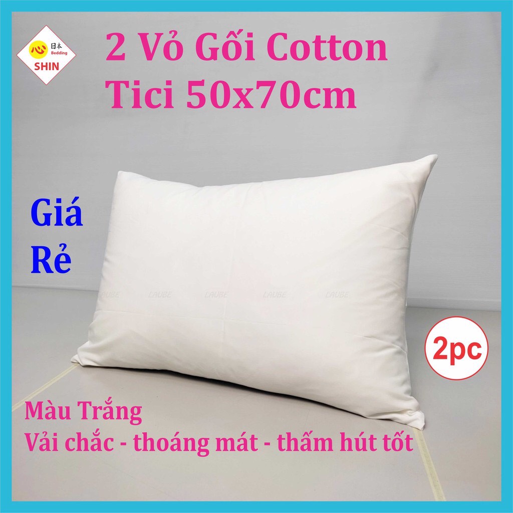 Cặp vỏ gối ngủ cotton tici 50x70cm giá siêu rẻ cho 2 áo gối nhiều màu đẹp