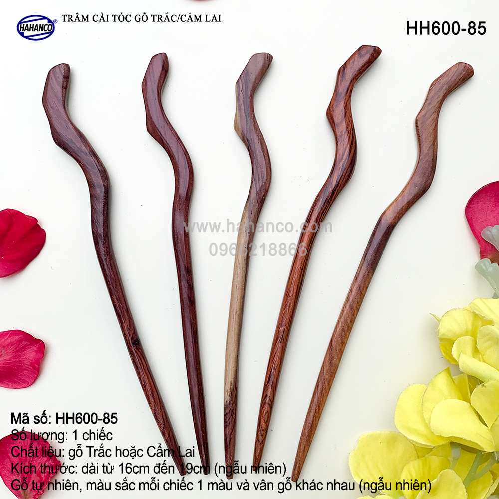 Trâm cài tóc bằng gỗ Cẩm Lai/Trắc HH600 - phong cách cổ trang, điêu khắc sang chảnh HOT TREND cho nữ - HAHANCO