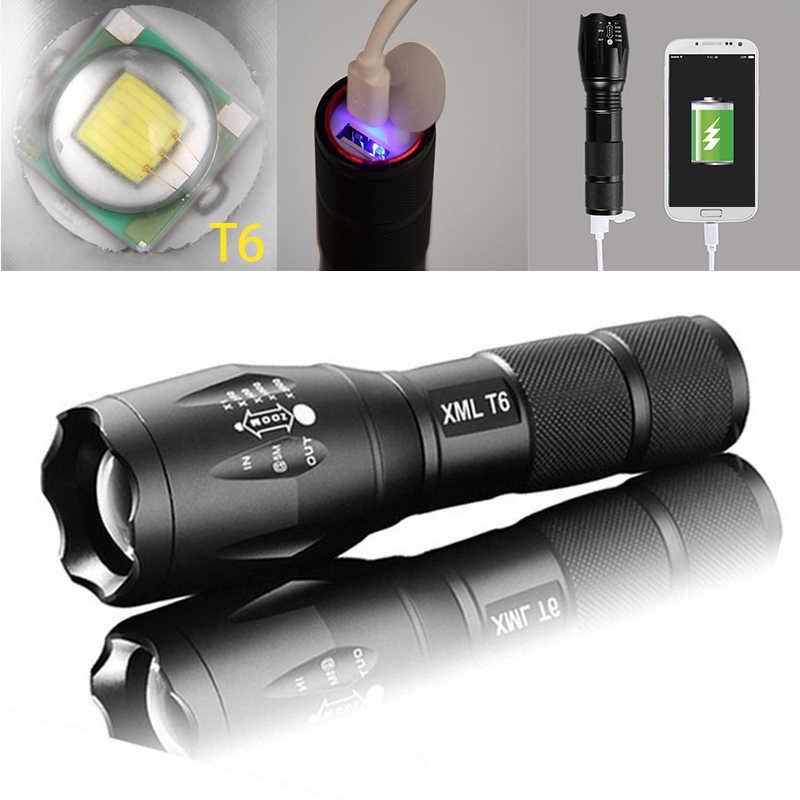 Đèn pin chiến thuật ngoài trời CREE T6 LED cầm tay 5Modes USB có thể sạc lại