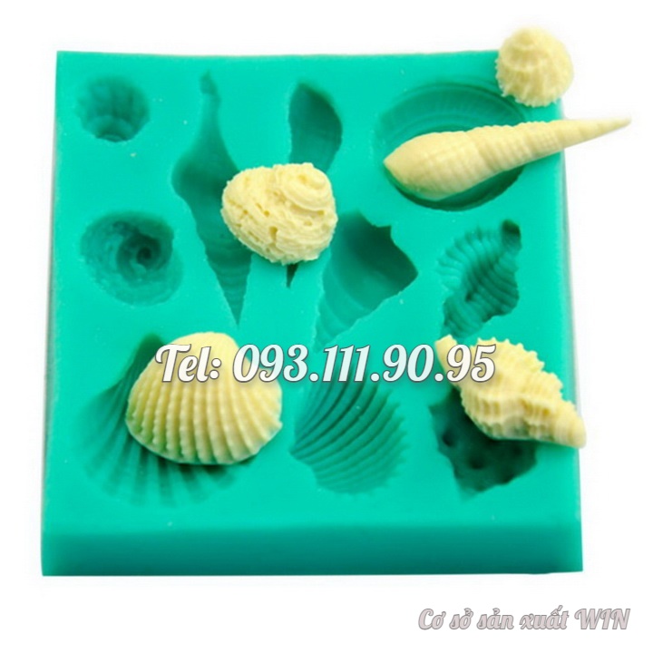 Khuôn silicon làm rau câu, socola 10 con sò, ốc biển - Mã số 1174