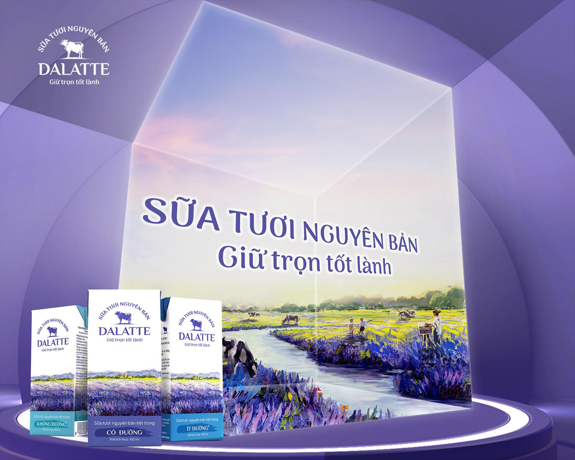 Thùng 48 hộp DALATTE 170ml SỮA TƯƠI NGUYÊN BẢN tiệt trùng - Vị