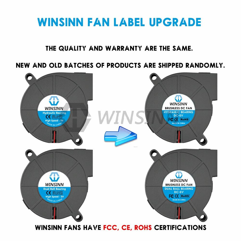 Quạt Winsinn 50mm 5V 12V 24V, máy in 3D Micro Blower 5015 Vòng bi thủy lực / kép, làm mát không chổi than 50x15mm 2pin