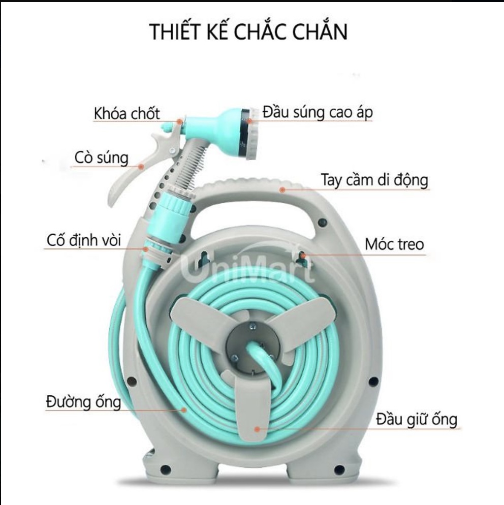 Vòi nước cuộn tròn dạng sò 7 chế độ tăng áp 15m dây 2-E7-L1-2280