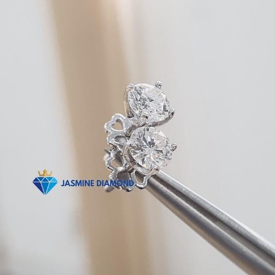 Bông tai Kim cương Moissanite bạc 925 xi bạch kim sang trọng - Mẫu số 4