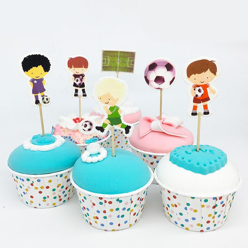2x Set of 24 Football Cake Cupcake Decorative Cupcake Topper for Kids Birthday Party Themed Shower