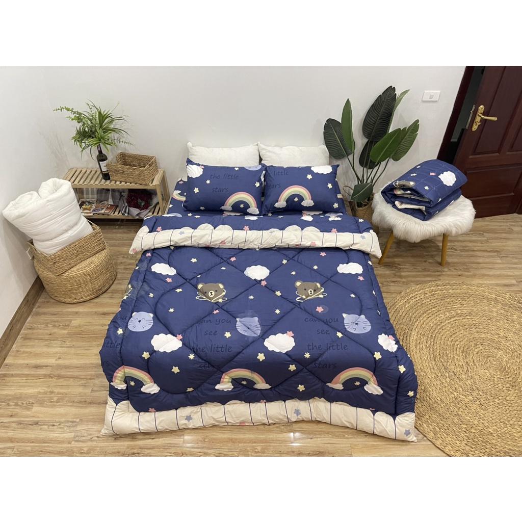 Sét chăn ga bọc đệm kèm 2 gối cottong poly nhiều kích thước