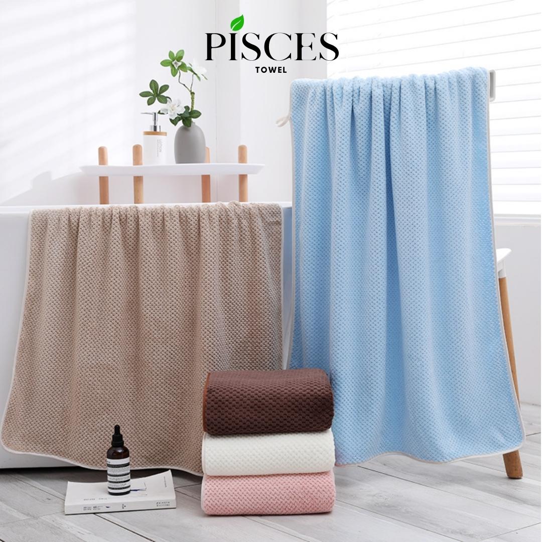 Khăn Tắm PISCES TOWEL 70x140cm Ô Vuông Trơn Cotton Mềm Mại, Khăn Spa Yoga Gym Thể Thao Thấm Hút Mồ Hôi - Hồng, Hồng