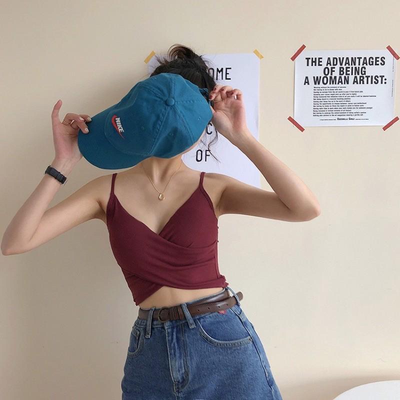 Áo Bra Nữ Hai Dây Croptop Có Mút Ngực Co Giãn Ôm Dáng TOPBRA